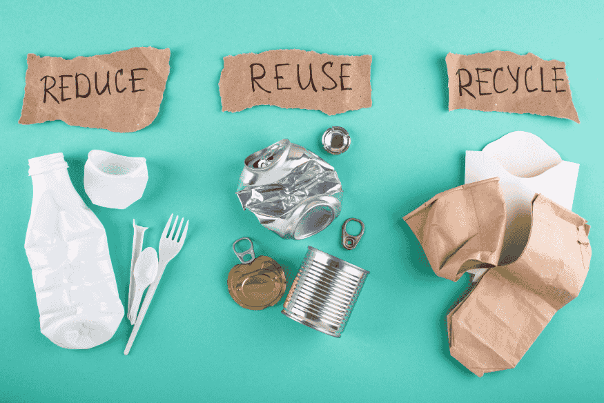 Conceito de reduzir, reutilizar e reciclar embalagens